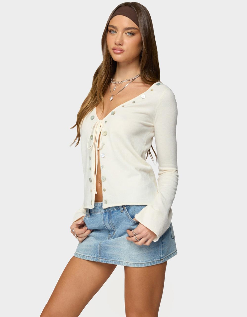 EDIKTED Jesy Iridescent Split Front Knit Cardigan image number 1