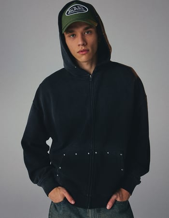 RSQ Mens Studded Zip-Up Hoodie Primary Image