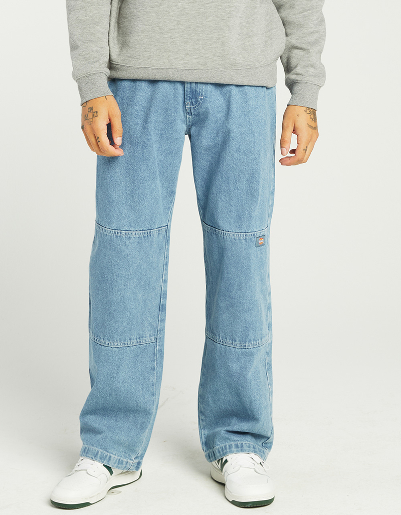 DICKIES Double Knee Loose Fit Mens Jeans - LIGHT INDIGO