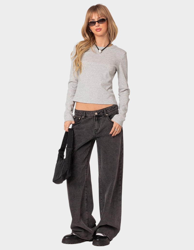 EDIKTED Marny Long Sleeve Waffle Top image number 1