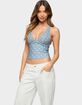 EDIKTED Lacey Polka Dot Lace Up Halter Top image number 2