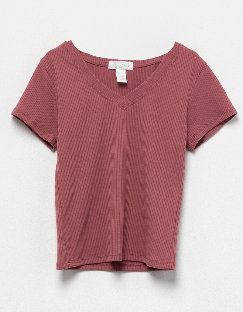 FULL TILT Essentials Girls V Neck Rib Tee image number 0
