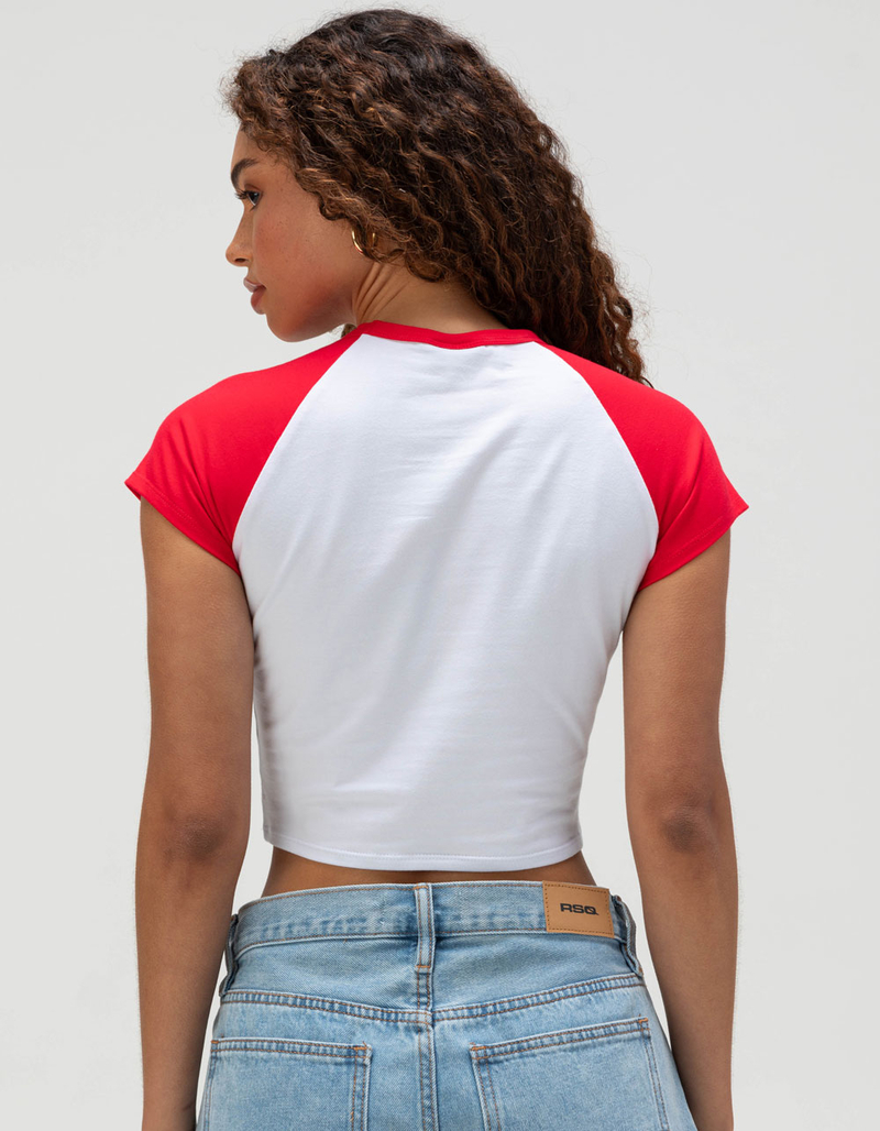 HYPE AND VICE Ohio State University Womens Crop Raglan Tee image number 3