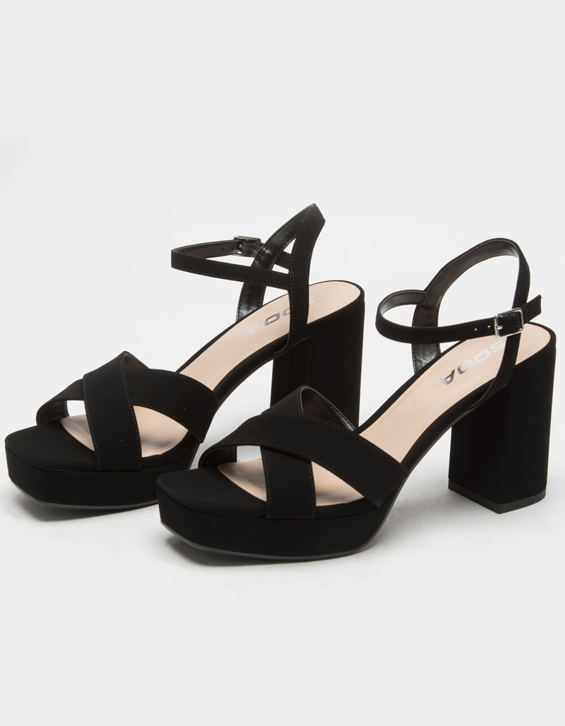 SODA Ankle Strap Womens Black Platform Sandals image number 0
