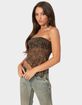 EDIKTED Leopard Printed Sheer Mesh Tube Top image number 3
