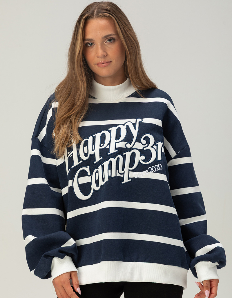 HAPPY CAMP3R Stripe Womens Mock Neck Sweatshirt image number 0