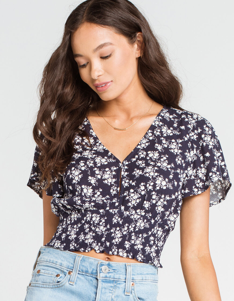 SKY AND SPARROW Flutter Sleeve Smock Waist Womens Top image number 0