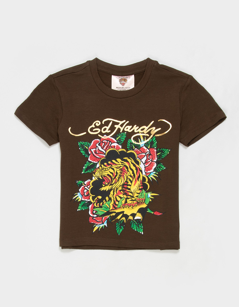 ED HARDY Embellished Tiger Rose Girls Tee image number 0