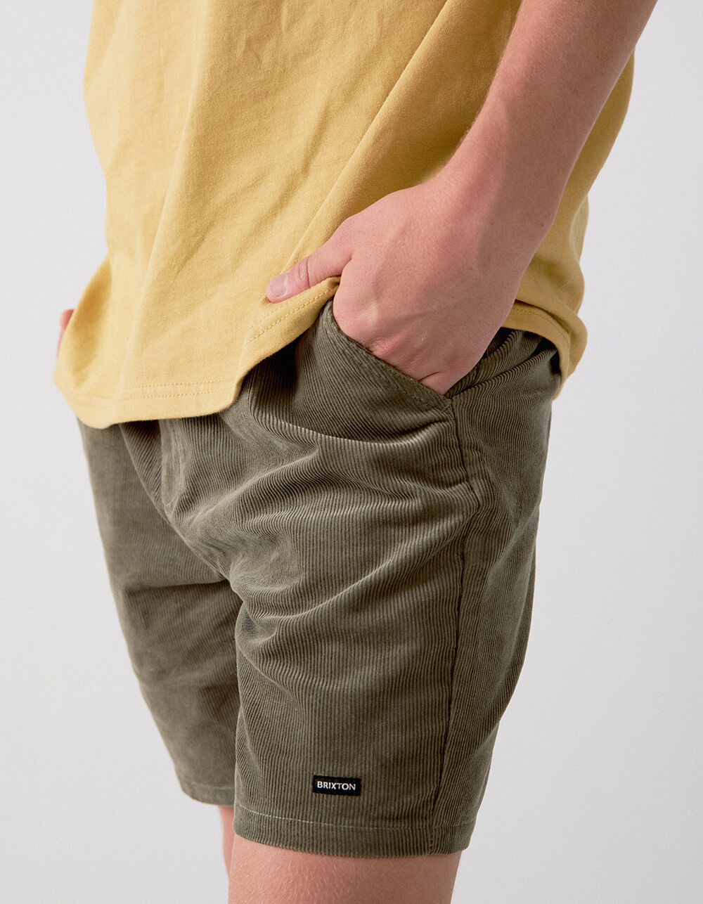 BRIXTON Leon Mens Elastic Waist Corduroy Shorts - OLIVE | Tillys