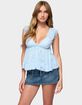 EDIKTED Gizelle Cotton V-Neck Babydoll Top image number 1