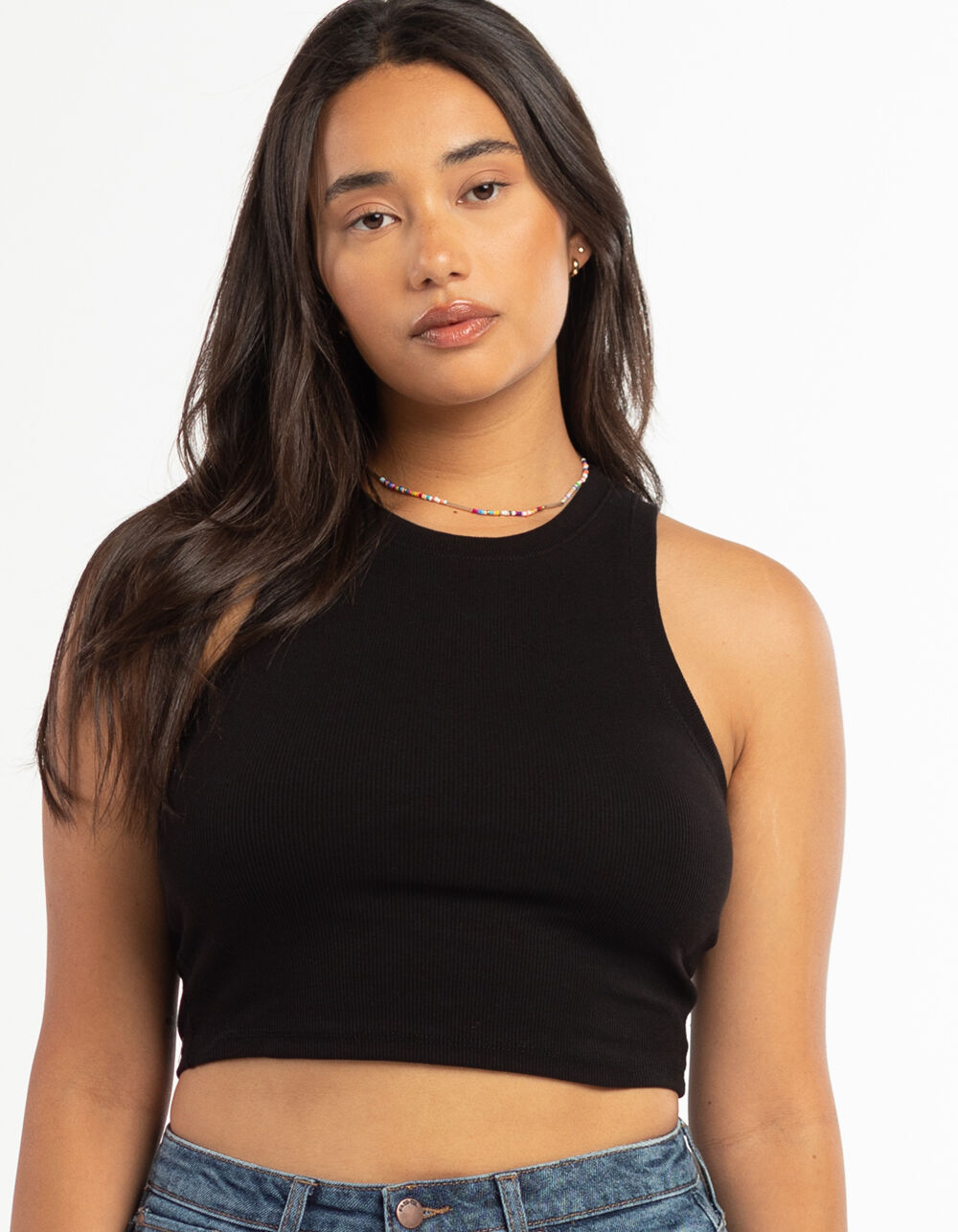 FULL TILT Essentials High Neck Womens Tank Top - BLACK - M | Tillys