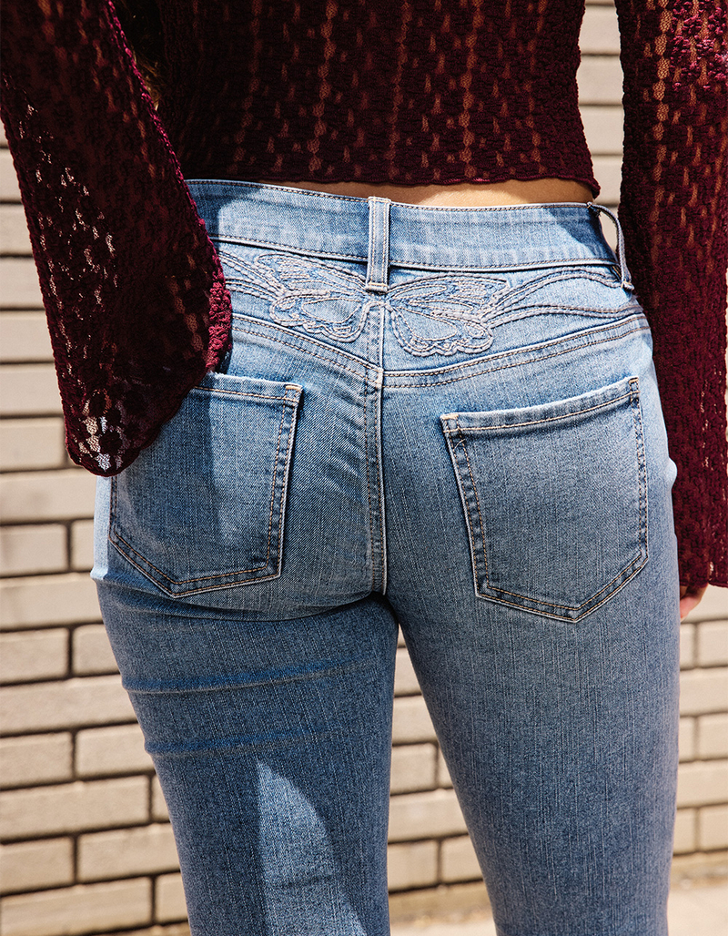 RSQ Womens Low Rise Butterfly Bootcut Jeans image number 8
