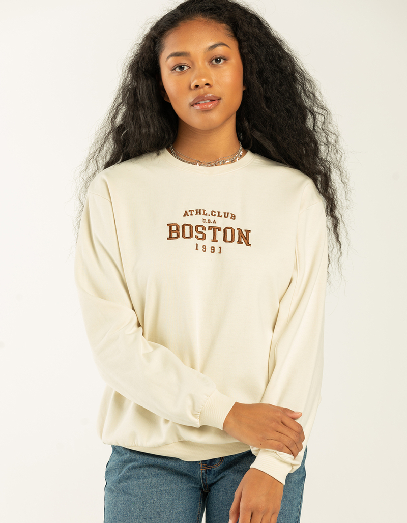 FULL TILT Boston Embroidered Womens Crewneck Sweatshirt image number 0