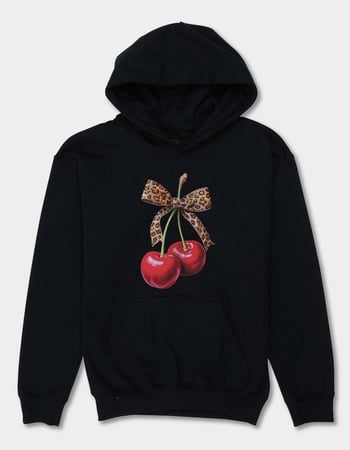 CHERRIES Leopard Bow Unisex Kids Hoodie Primary Image