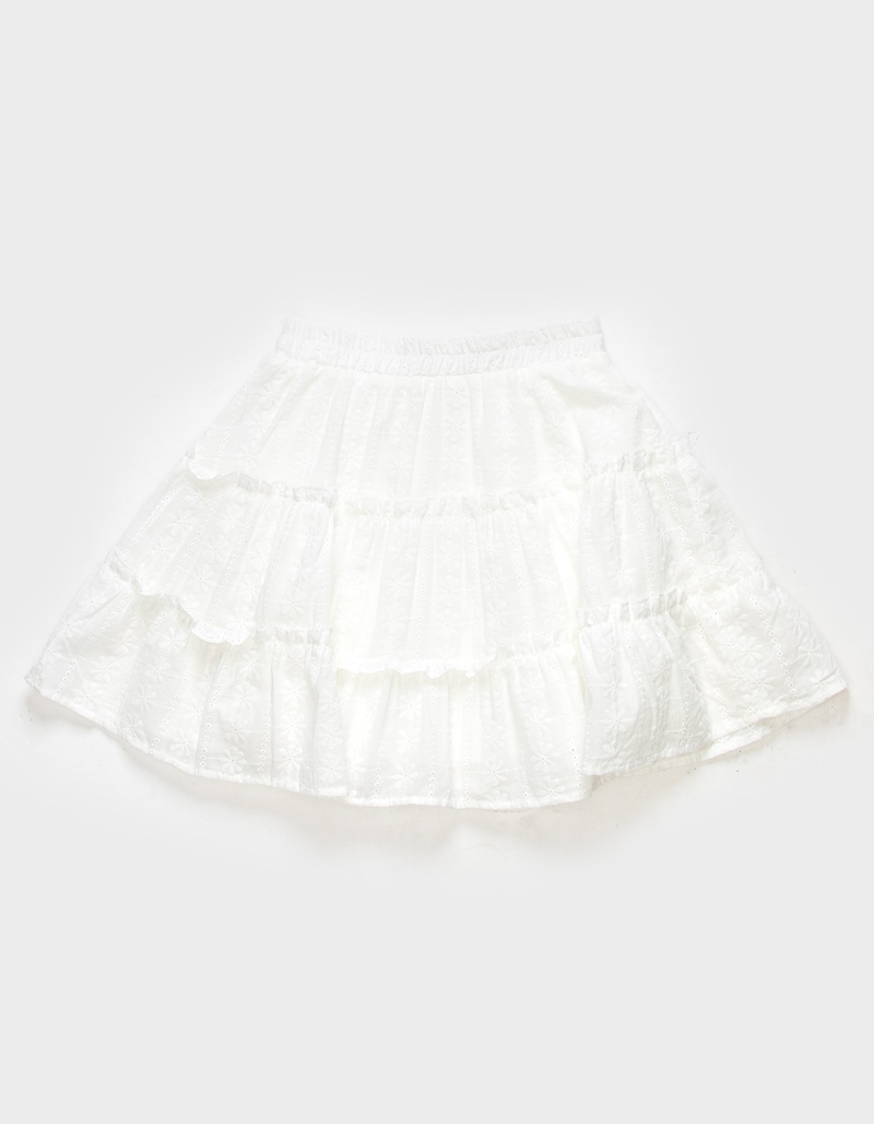 HAYDEN Floral Embroidered Girls Button Front Skirt image number 1