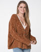 RSQ V-Neck Chenille Cinnamon Womens Cardigan image number 1
