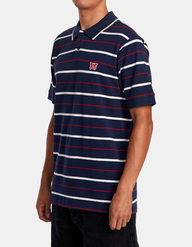 RVCA Pennant Mens Stripe Polo Shirt image number 2