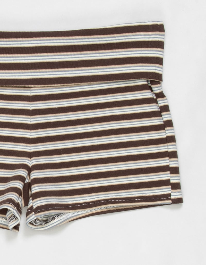 FULL TILT Stripe Fold Over Girls Micro Shorts image number 3