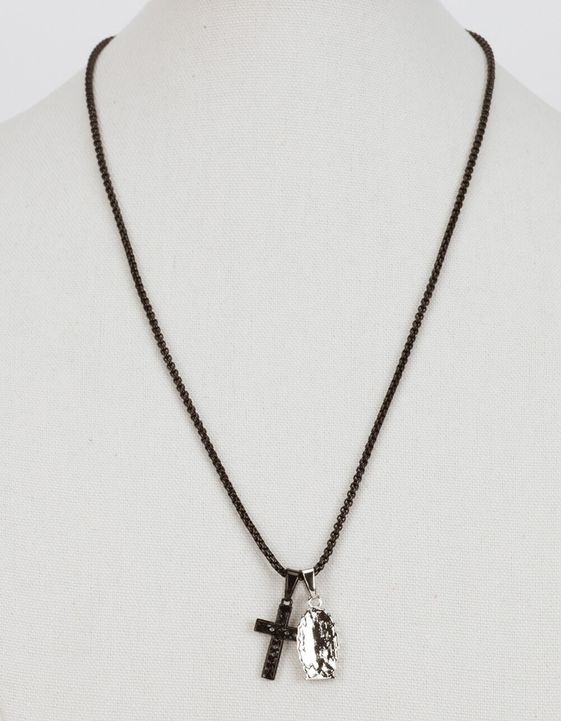 BLUE CROWN Cross Charm Necklace image number 1