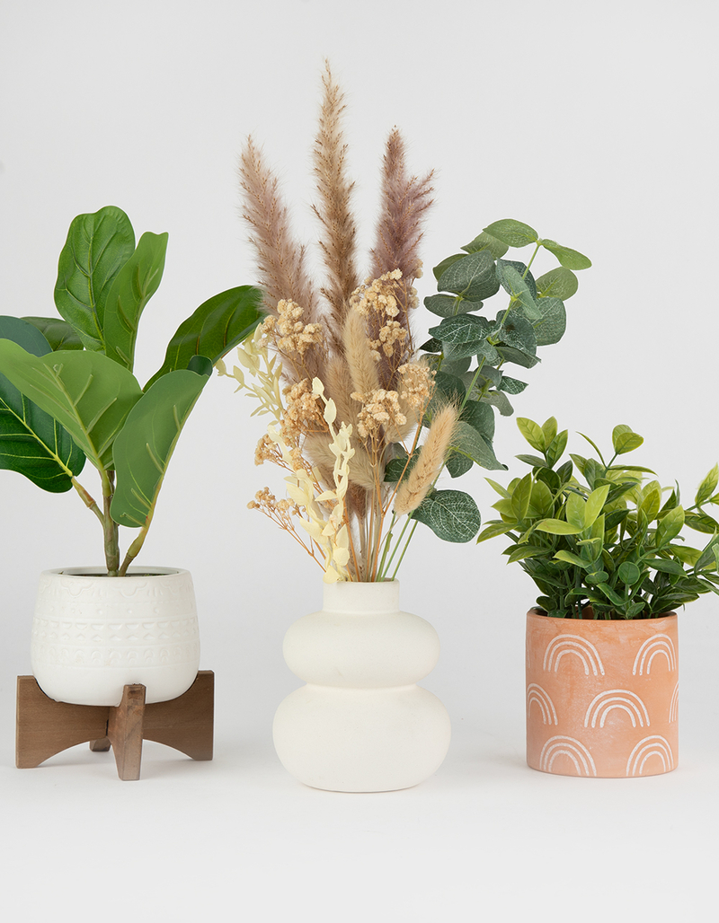 Floral and Grass Arrangement in Ceramic Vase image number 1