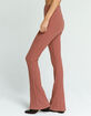 SKY AND SPARROW Womens Rust Rib Flare Pants image number 3
