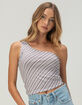 FULL TILT Womens Stripe One Shoulder Top image number 1