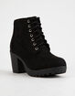 SODA Lug Sole Lace Up Black Womens Booties image number 1