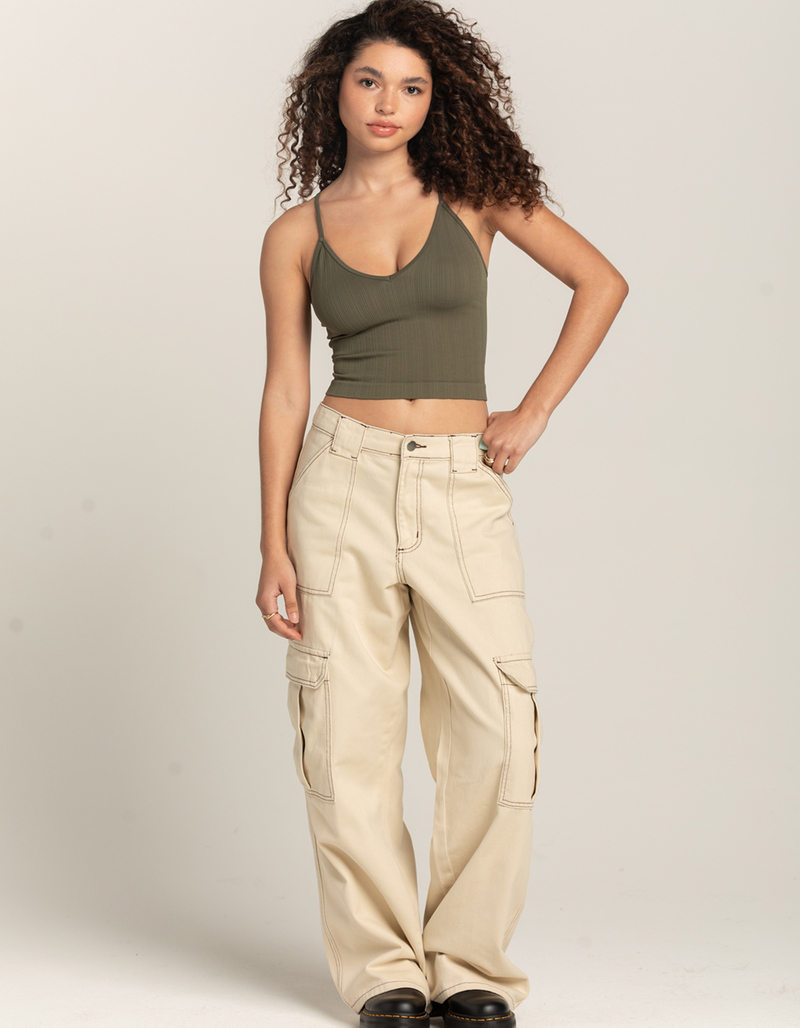 SKY & SPARROW Seamless V-Neck Womens Rib Cami image number 3