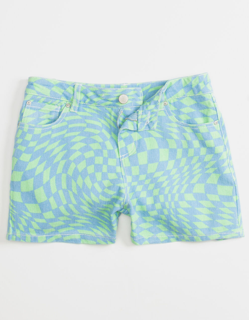 RSQ Girls Checker High Rise Mom Shorts image number 0