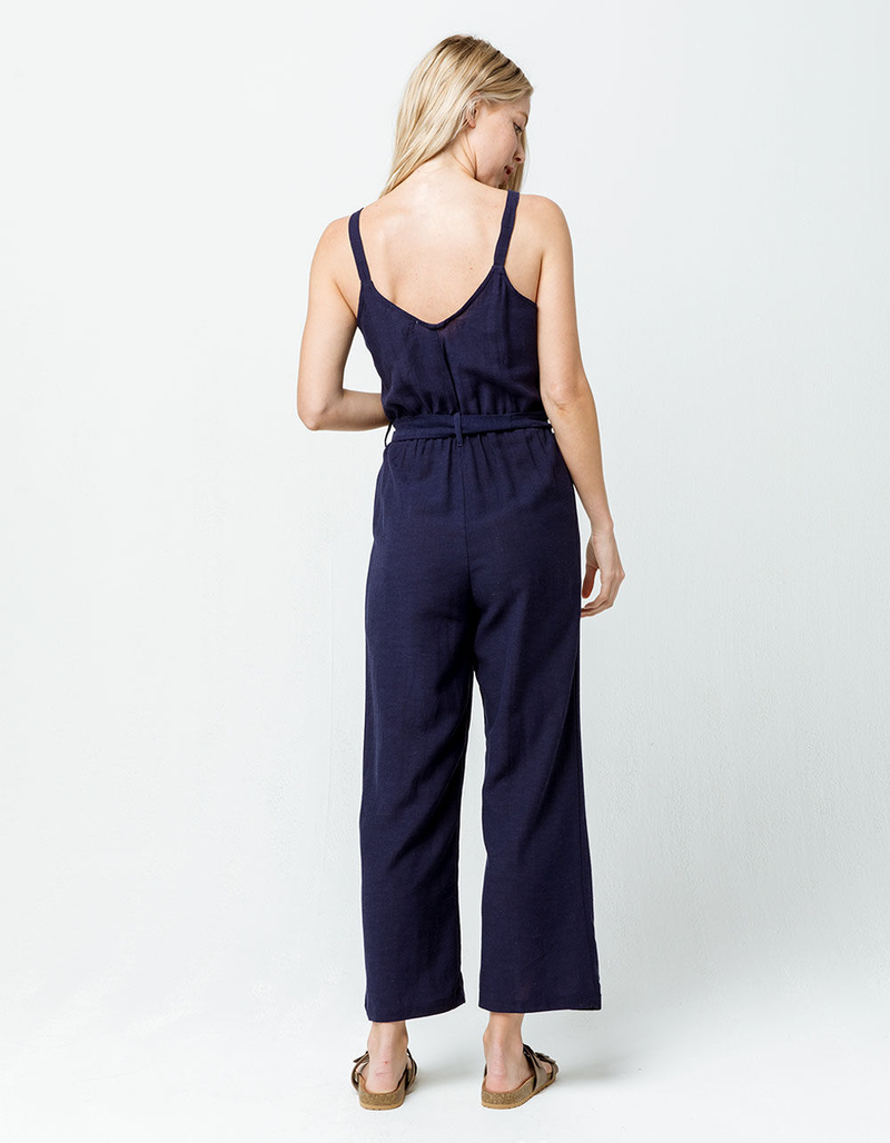 IVY & MAIN Solid Belted Navy Womens Jumpsuit image number 2