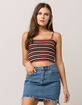 SKY AND SPARROW Ribbed Navy Stripe Womens Crop Cami image number 1
