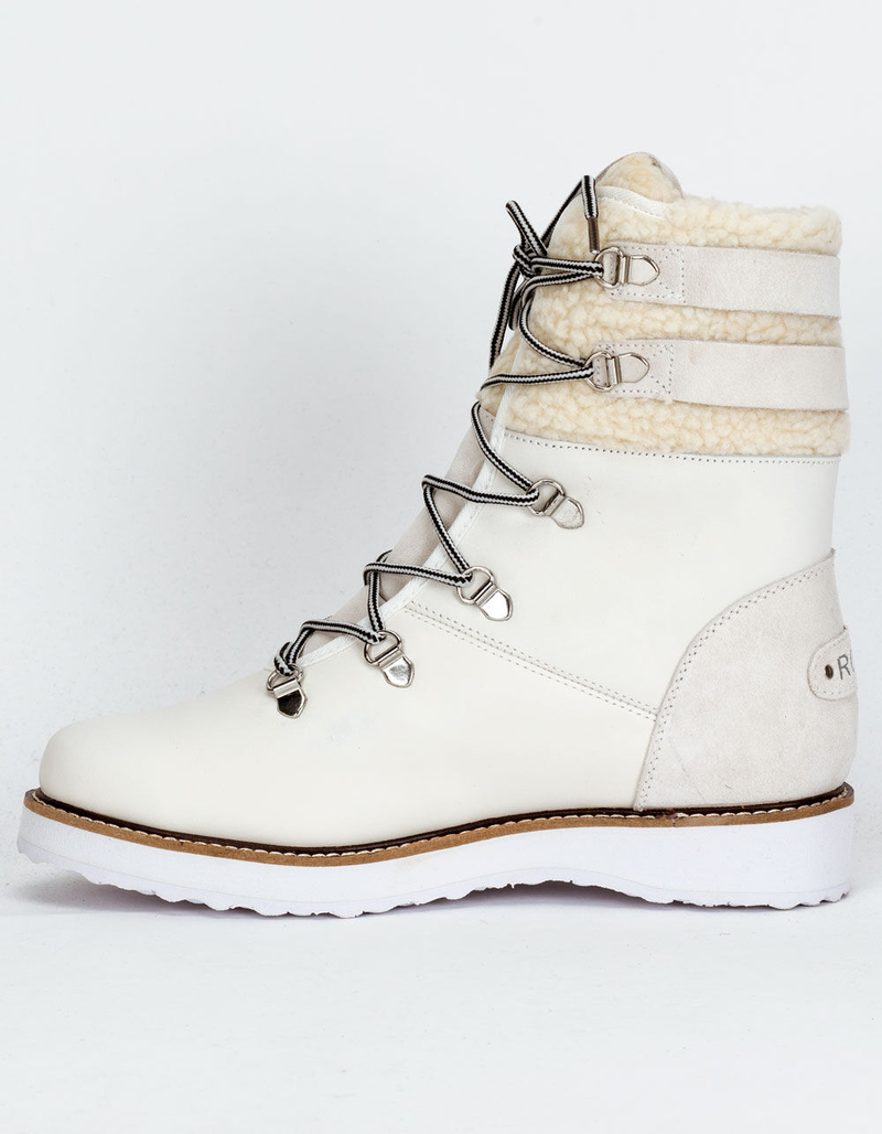 ROXY Brandi Leather Shearling Womens White Boots image number 2