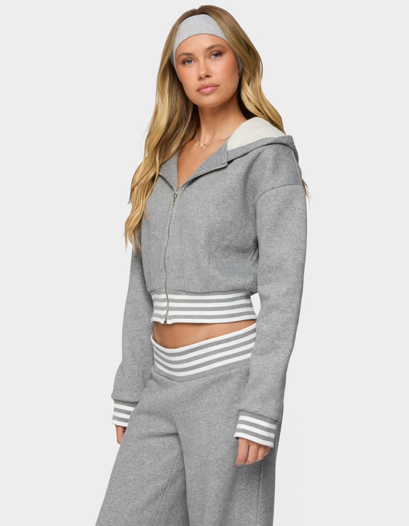 EDIKTED Eloura Stripey Zip Up Hoodie image number 1