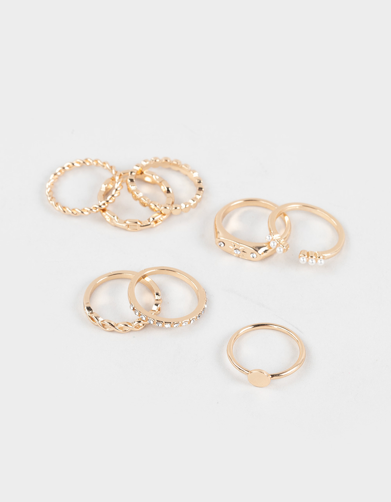 FULL TILT 8 Pack Pearl/Rhinestone Rings image number 0