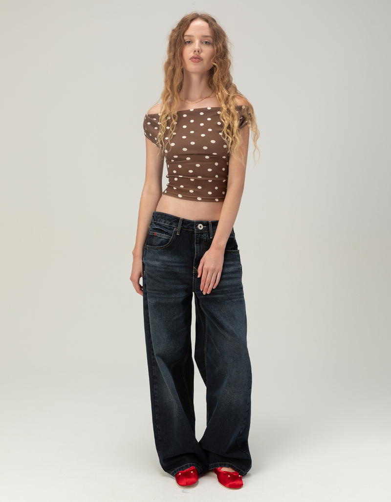 RHYTHM Juno Womens Polka Dot Off The Shoulder Top image number 1