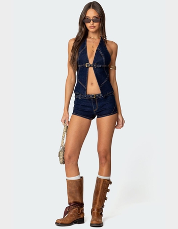EDIKTED Ciel Low Rise Denim Micro Shorts Alternative Image