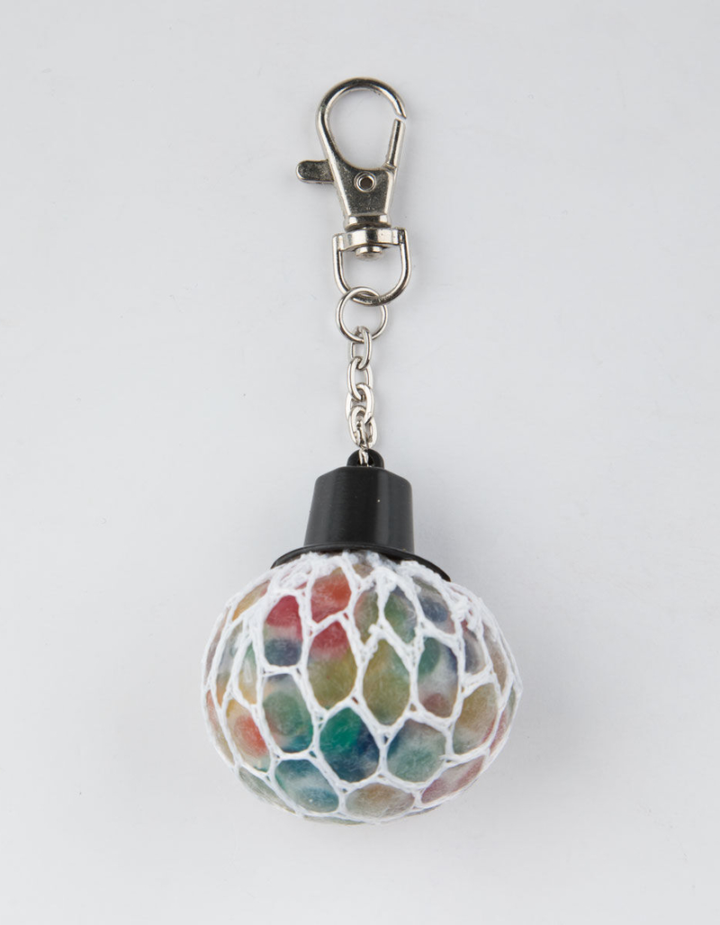 Rainbow Squishy Mesh Ball Keychain image number 0