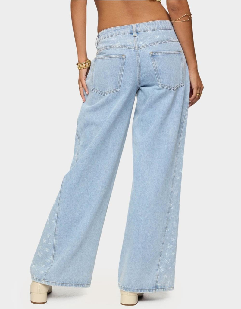 EDIKTED Floral Split Low Rise Jeans image number 2