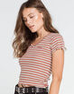 DICKIES Stripe V Neck Womens Baby Tee image number 2