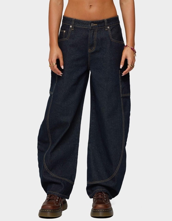 EDIKTED Aden Contrast Stitch Barrel Jeans Primary Image