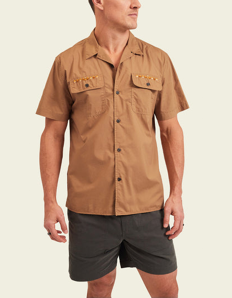 HOWLER BROTHERS Shores Club Mens Button Up Shirt DUCK BROWN Tillys