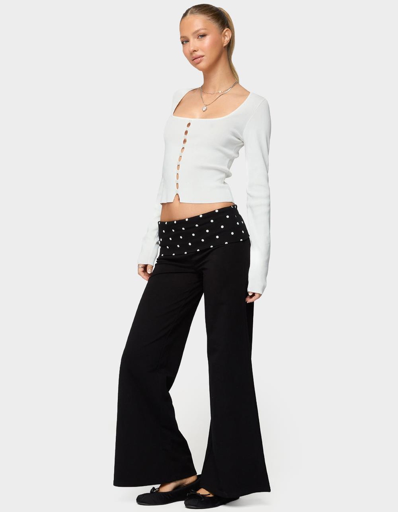 EDIKTED Petite Reeva Polka Dot Foldover Pants image number 3