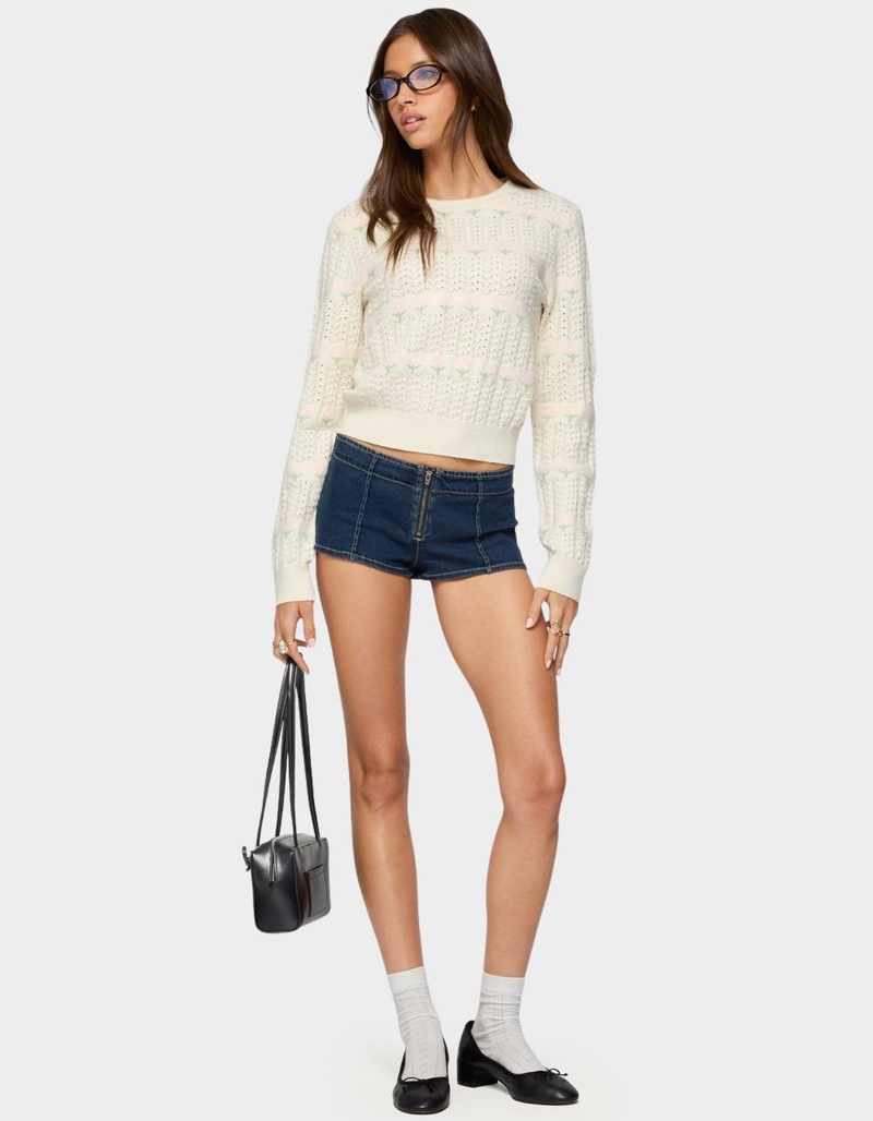 EDIKTED Emerie Flower Textured Knit Sweater image number 4