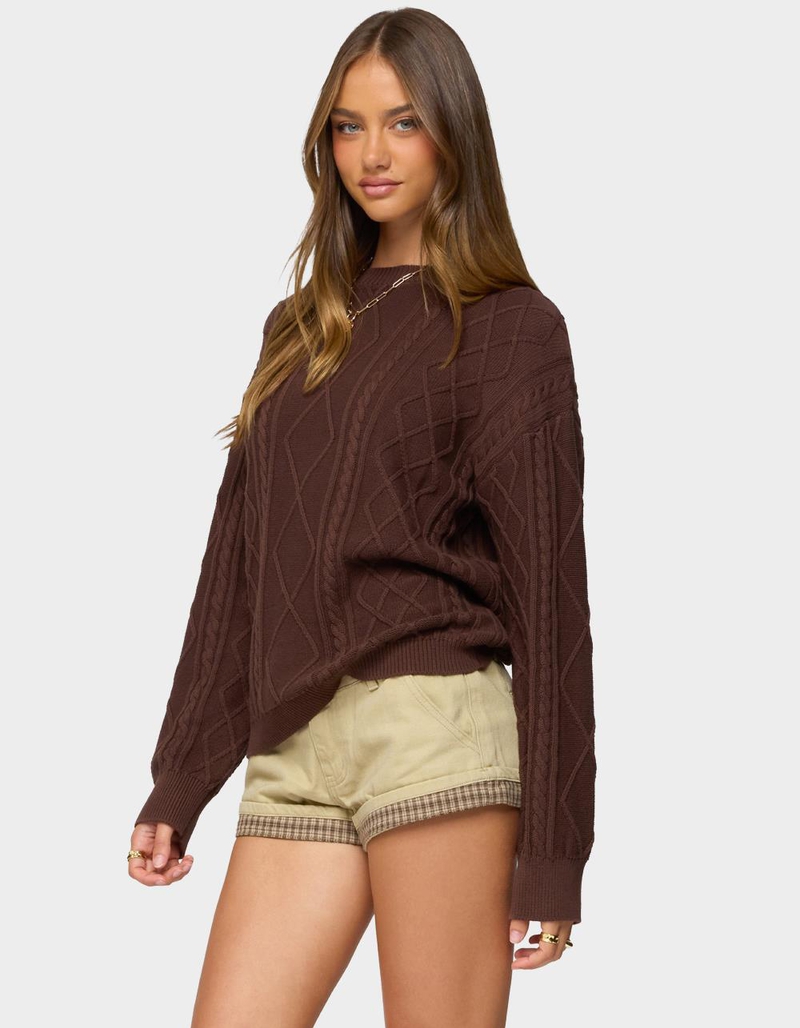 EDIKTED Jessy Cable Knit Oversized Sweater image number 1