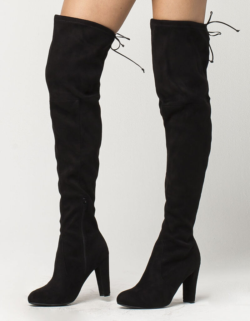 WILD DIVA Over The Knee Heeled Womens Boots - BLACK - 294704100