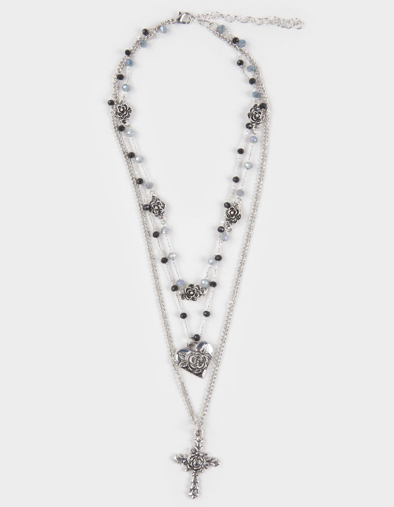 FULL TILT Layered Cross/Rose Necklace image number 0