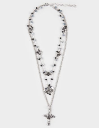 FULL TILT Layered Cross/Rose Necklace Primary Image
