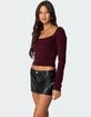 EDIKTED Ansley Lacey Cable Knit Top image number 3