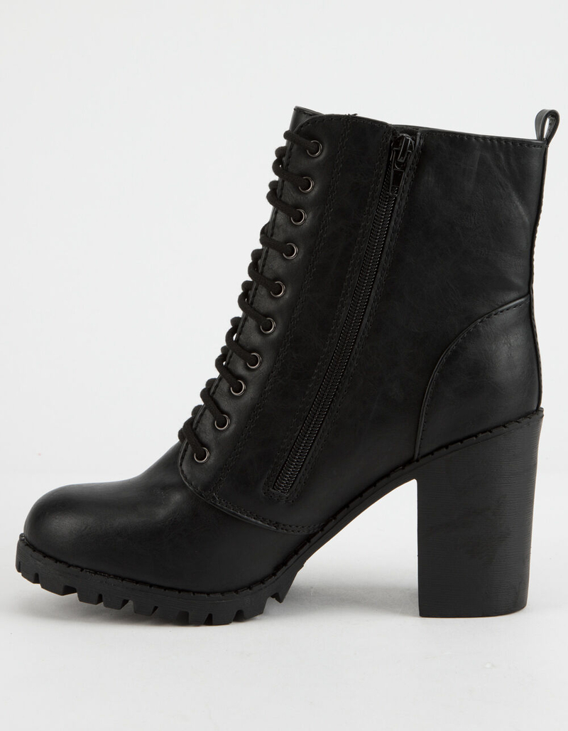 SODA Malia Black Womens Heeled Combat Boots image number 2