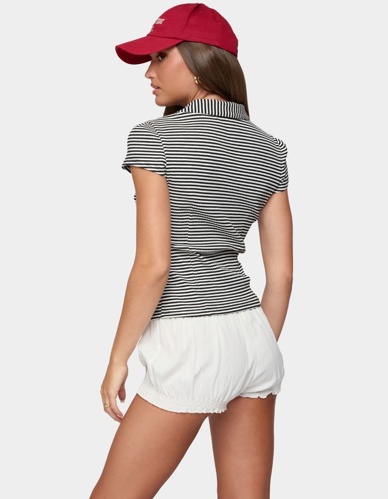 EDIKTED Beau Striped Ribbed Button Up Top image number 2